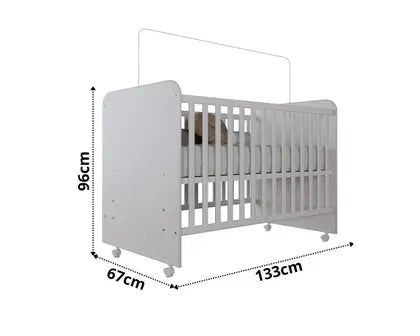 Quarto de Bebê Completo com Guarda-Roupa 3 Portas, Cômoda e Berço com Rodinhas Branco Moderno, Seguro e Funcional Quartinho do Bebê Com Colchão - N&E Loja