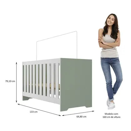 Quarto de Bebê Completo Guarda Roupa 3 Portas 2 Gavetas com Cômoda e Berço Lily Espresso Móveis