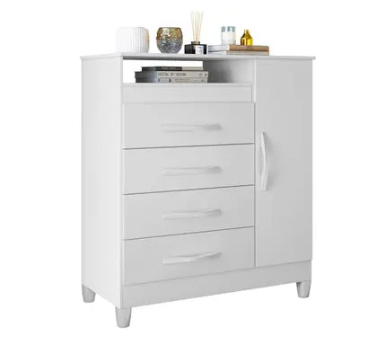 Quarto de Bebê Completo com Guarda-Roupa 3 Portas, Cômoda e Berço com Rodinhas Branco Moderno, Seguro e Funcional Quartinho do Bebê Com Colchão - N&E Loja