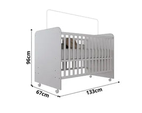 Quarto de Bebê Completo com Guarda-Roupa 3 Portas, Cômoda e Berço com Rodinhas Branco Moderno, Seguro e Funcional Quartinho do Bebê Com Colchão - N&E Loja