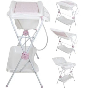 Banheira de Bebe Desmontavel com Trocador Kiddo Shower Rosa