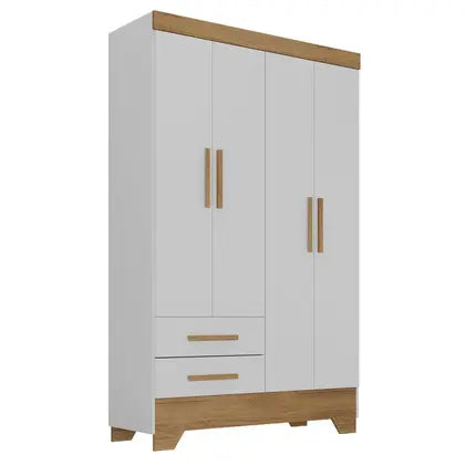 Quarto Infantil Completo Guarda Roupa 4 Portas 2 Gavetas com Cômoda Liz Espresso Móveis