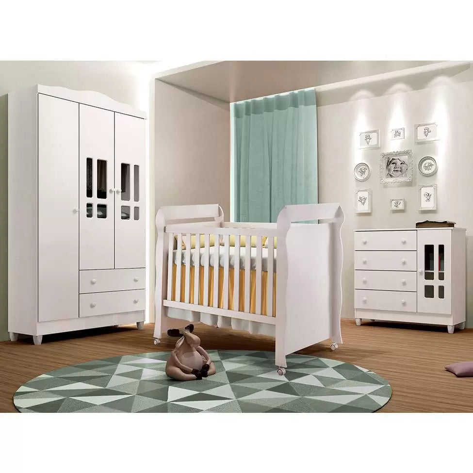 Quarto Infantil Decorado Ariel II Branco - Carolina Baby