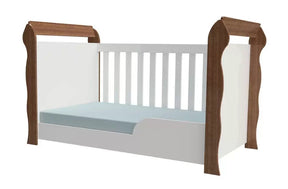 Quarto de Bebê Berço e Cômoda Lara Carolina Baby - Branco/Amadeirado