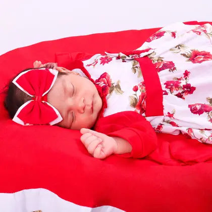 Kit Saída Maternidade Conjunto Menina Charmosinha Luxo 05 Peças 100% Algodão - Amora Amor Enxovais