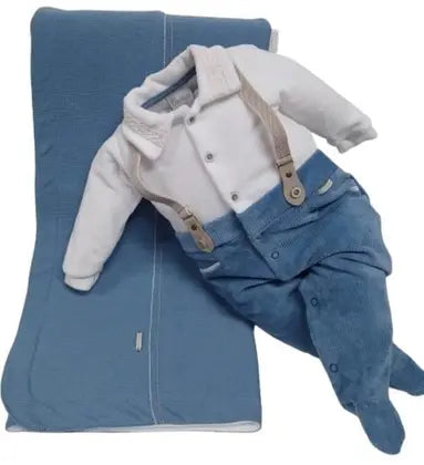 Kit Saída Maternidade Bebê Menino Plush Luxo Paraiso 17742 - Paraíso Cor Azul