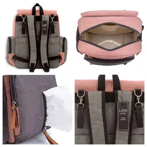 Bolsa maternidade land luxury cor coral e cinza com trocador