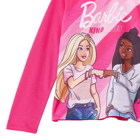 Conjunto de pijama, calças de pijama e camiseta de dormir para meninas da Barbie, 4 peças