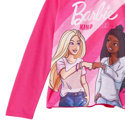 Conjunto de pijama, calças de pijama e camiseta de dormir para meninas da Barbie, 4 peças
