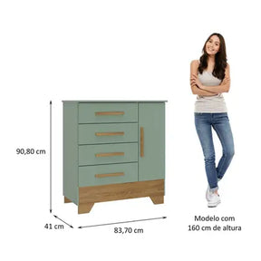 Quarto de Bebê Completo Guarda Roupa 3 Portas 2 Gavetas com Cômoda e Berço Lily Espresso Móveis