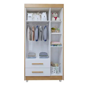 Quarto de Bebê Completo com Cômoda, Mini Berço com Colchão e Guarda Roupas Lila Amadeirado/Branco - Tigus Baby