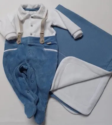 Kit Saída Maternidade Bebê Menino Plush Luxo Paraiso 17742 - Paraíso Cor Azul