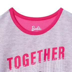 Conjunto de pijama, calças de pijama e camiseta de dormir para meninas da Barbie, 4 peças