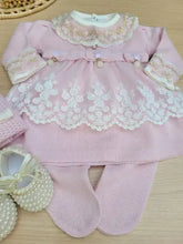 Saída de Maternidade Menina Vestido Tricot Luxo com renda 6 Peças - sem marca