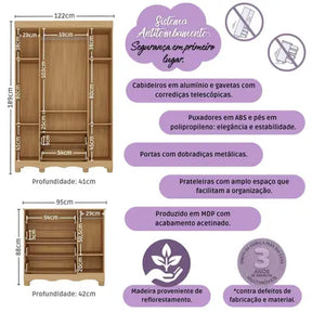 Quarto de Bebê Completo com Berço Americano 3 em 1 Colchão Incluso Dengo Multimóveis MP4600