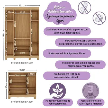 Quarto de Bebê Completo com Berço Americano 3 em 1 Colchão Incluso Dengo Multimóveis MP4600