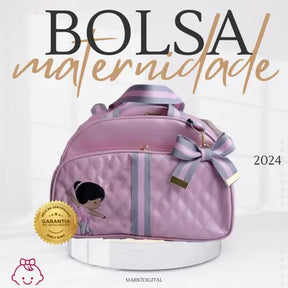 Kit de Bolsa e Mochila Maternidade Bailarina Listrada G - Rosa Bebê - Emily Baby
