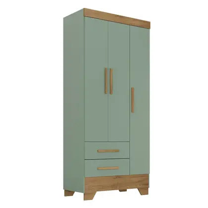 Quarto de Bebê Completo Guarda Roupa 3 Portas 2 Gavetas com Cômoda e Berço Lily Espresso Móveis