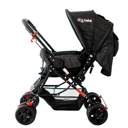 Carrinho De Bebê Passeio Vira Berço Com Alça Frente E Trás Com Bolso e Porta Treco - KK BEBE