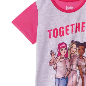 Conjunto de pijama, calças de pijama e camiseta de dormir para meninas da Barbie, 4 peças