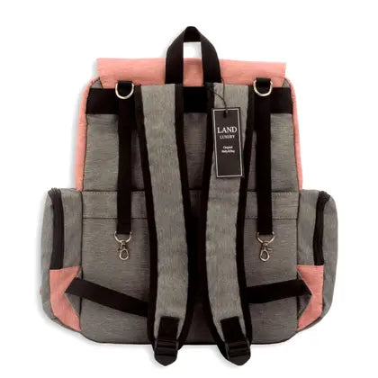 Bolsa maternidade land luxury cor coral e cinza com trocador