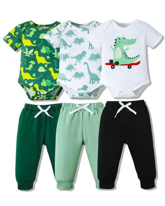 Conjunto de roupas para bebês NZRVAWS 3-6M de algodão, 6 peças