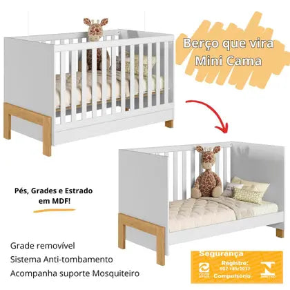 Conjunto Quarto de Bebê Fantasia Completo Berço Americano Vira Cama e Cômoda - Maxi Do Brasil