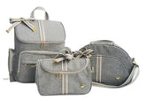 Kit Bolsa Bebe Maternidade Mochila Luxo Cinza 3 bolsas Laço - crush