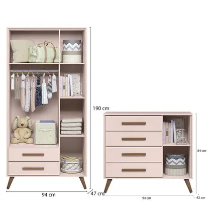 Quarto de Bebê Completo Qencanto Retrô Qmovi Rosa