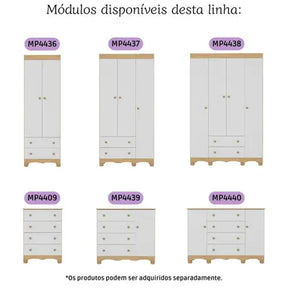 Quarto de Bebê Completo com Berço Americano 3 em 1 Colchão Incluso Dengo Multimóveis MP4600